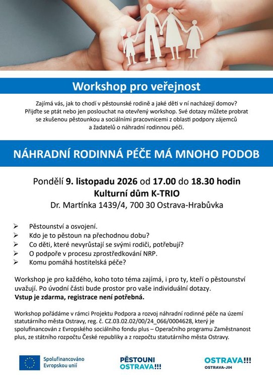 Bezplatný workshop představí možnosti náhradní rodinné péče
