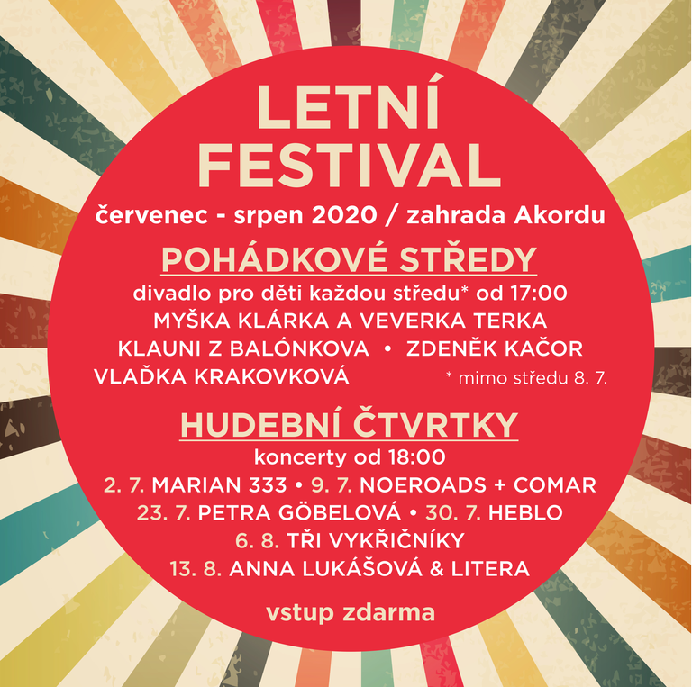 Celoprázdninový Letní festival v Akordu nabídne pohádky i koncerty