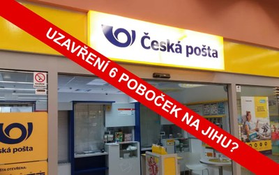 Česká pošta plánuje nechat na Jihu v provozu jen dvě pobočky