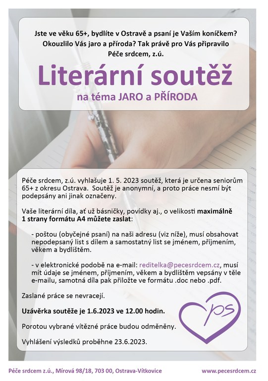 Literární soutěž na téma JARO A PŘÍRODA pro obyvatele Ostravy 65 a více let
