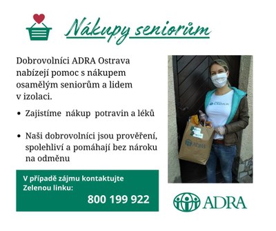 Ostravská ADRA zdarma pomáhá seniorům a izolovaným