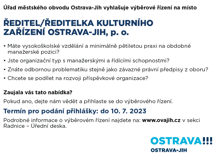 Výběrové řízení na ředitele/ředitelku Kultury Jih