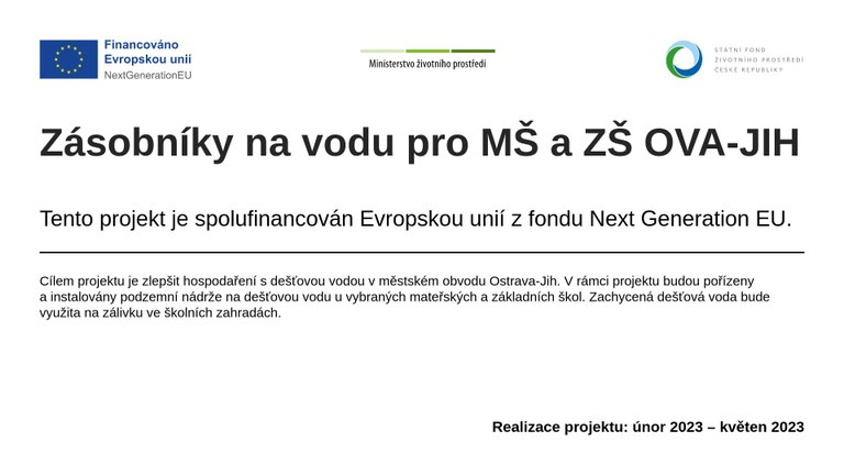Zásobníky na vodu pro mateřské a základní školy v našem obvodu