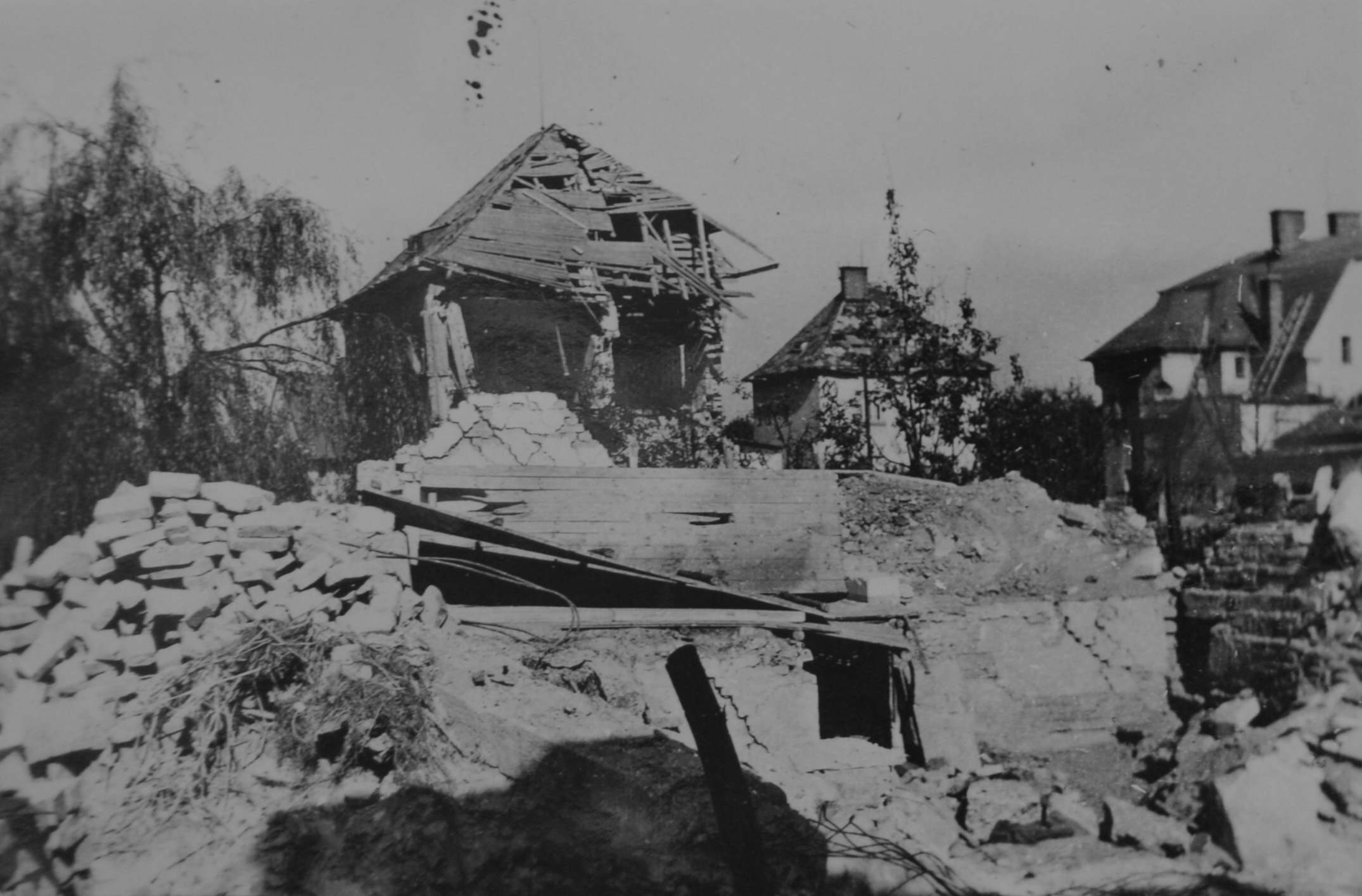 Zábřeh po náletu, 29. srpna 1944. Foto Farní kronika Zábřeh.