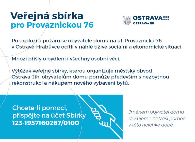 Veřejná sbírka a byty pro obyvatele vyhořelého domu v Ostravě-Hrabůvce